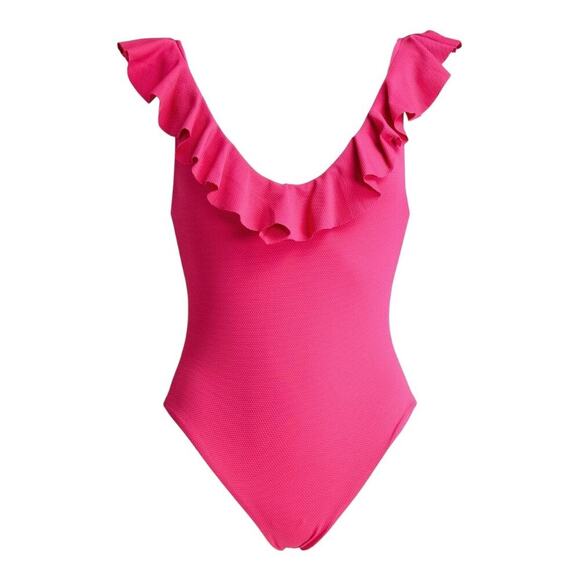 Eberjey Loreta One-Piece Textured Ruffled Swimsuit – Beetroot Pink ~ NEW/NWT!! - Picture 6 of 15